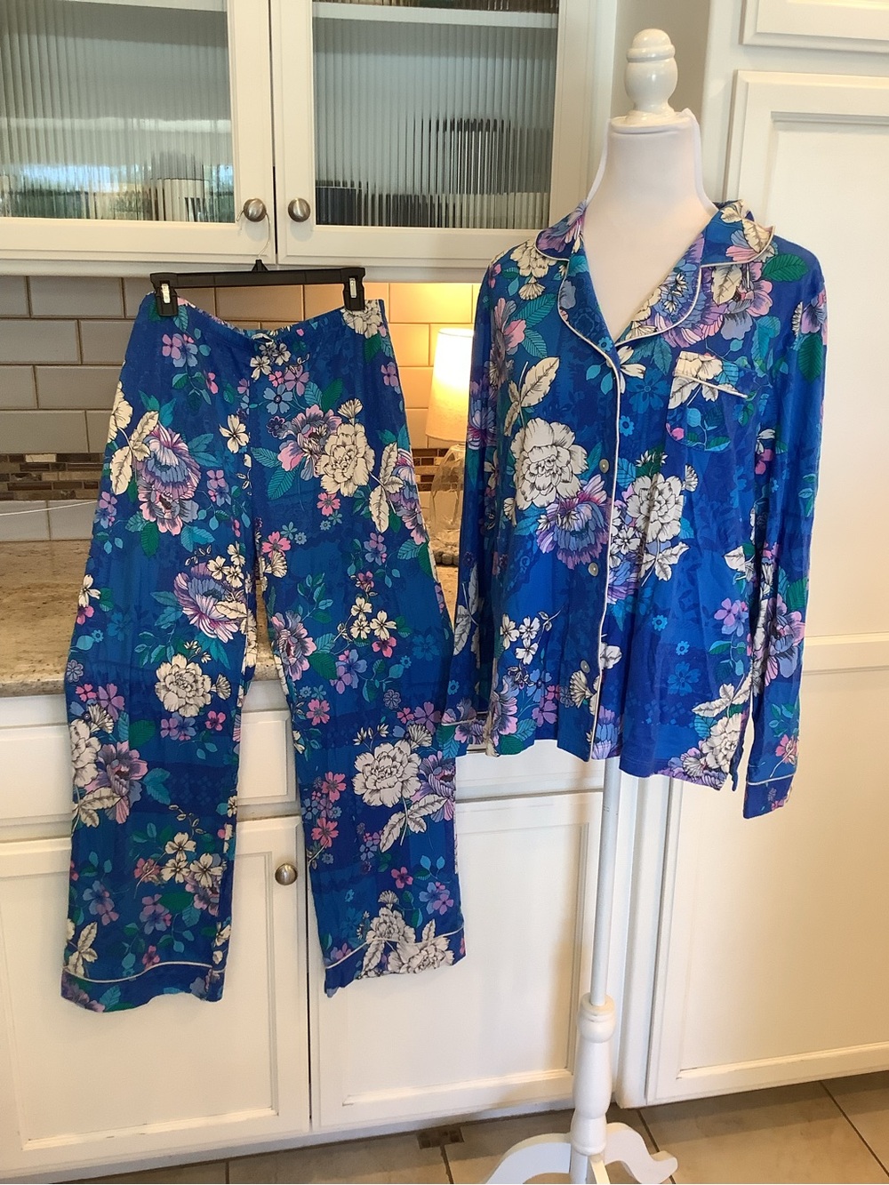 Johnny Was Blue Floral Pajama Set